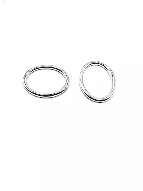 2 Grands anneaux  ovales  39x 30mm Argent vif plaqué 10 microns en France