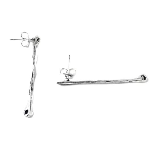 Boucle d'oreille à clou , tige avec trou - Argent Or