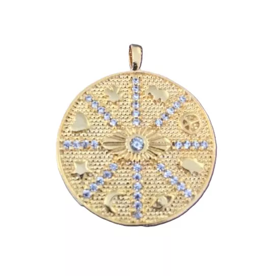 2 Pendants dorés 26mm portes bonheur avec zirconium