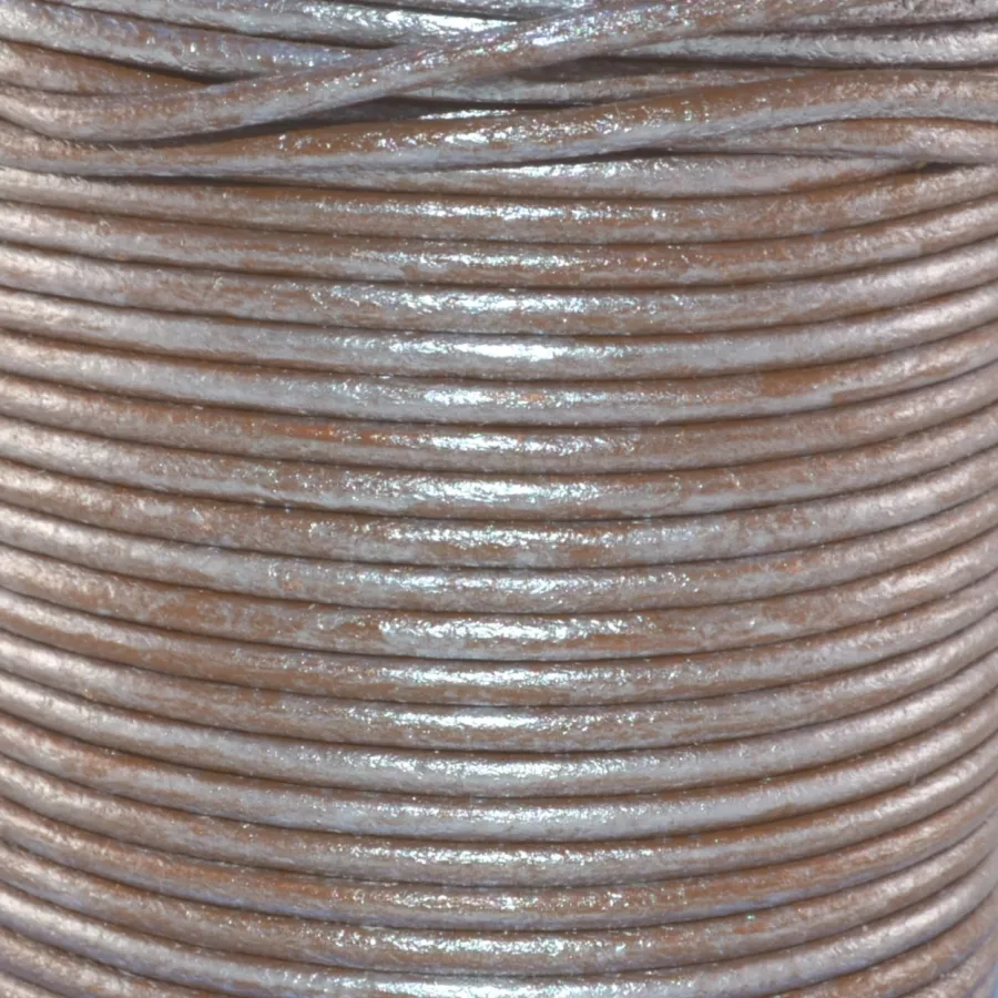 Cuir rond 2 mm couleurs pastel et métallisées - Marron glace métallisé