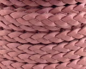 Cuir tressé 6mm-ITALIEN - Rose