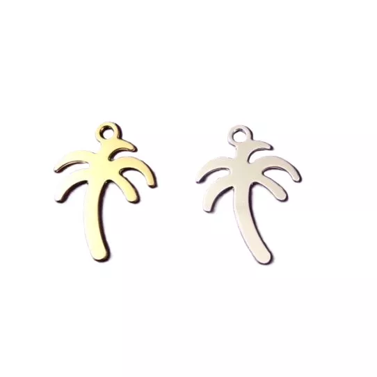 Pendant palmier en laiton plaqué en France argent ou or - Argent