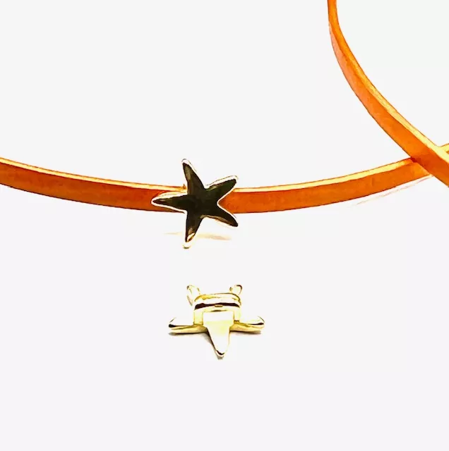 Passant étoile doré pour cuir plat 3mm