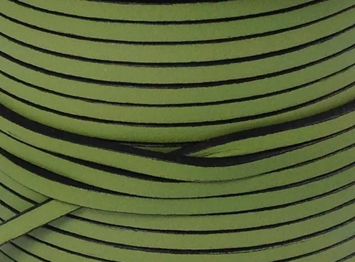 1m Cuir de veau 3mm plat-NOUVELLES COULEURS - Vert anis