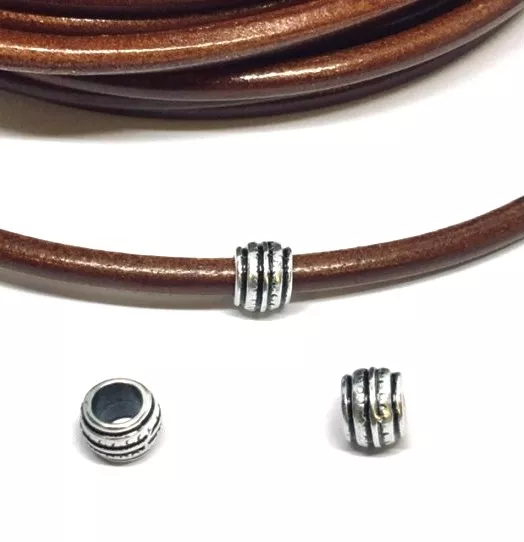 Perles striées pour cuir rond 5mm