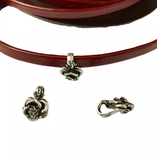 Passant-pendant rose pour cuir 5mm