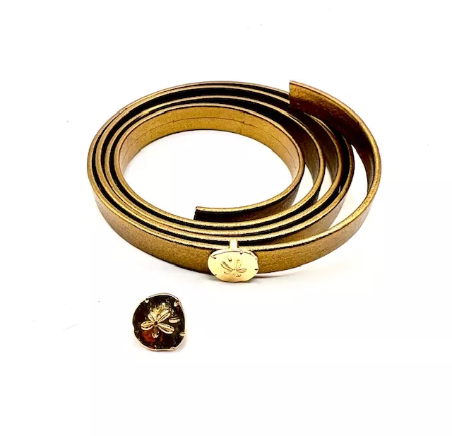 4 Passants pour cuir 10mm motif fleur en doré
