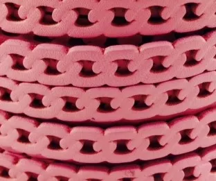 Cuir en forme de chaine gourmette 10 mm - Rose