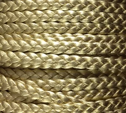 Cuir tressé 5 mm plat  double face - Or