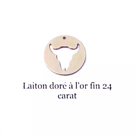 Pendant crâne de buffle doré à l'or fin 24 carat - Or