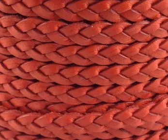 Cuir tressé 6mm-ITALIEN - Orange