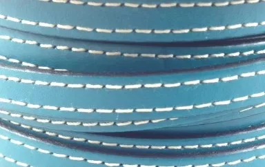Cuir de veau cousu 10mm-nouvelles couleurs - Bleu turquoise