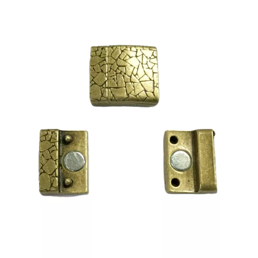 Fermor aimanté en étain pour cuir 15mm motif craquelé - Bronze