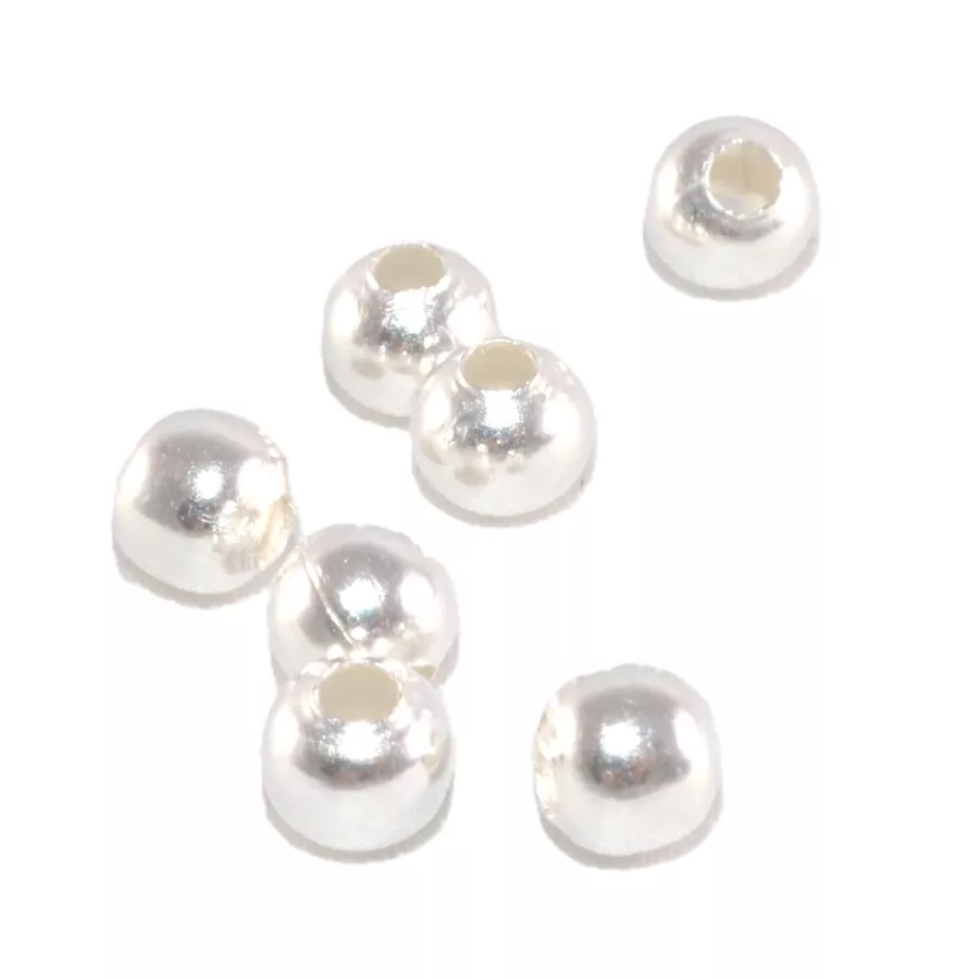 Perles en laiton 6mm plaqué en France  - Argent