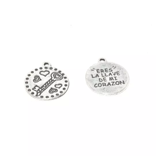 Pendant médaillon double face clé/écrit