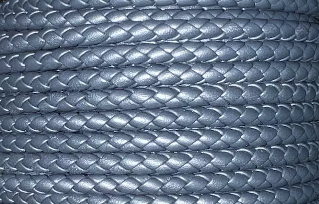 Cuir tressé rond 5mm bleu marine