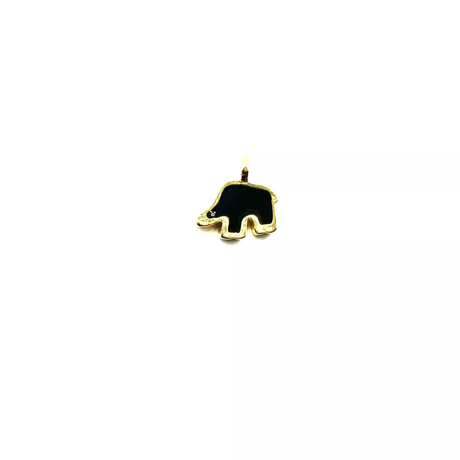 Pendant Petit éléphant en laiton émailé noir  9x 10mm