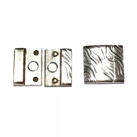 Fermoir aimanté en étain pour cuir 20mm motif vagues - Argent