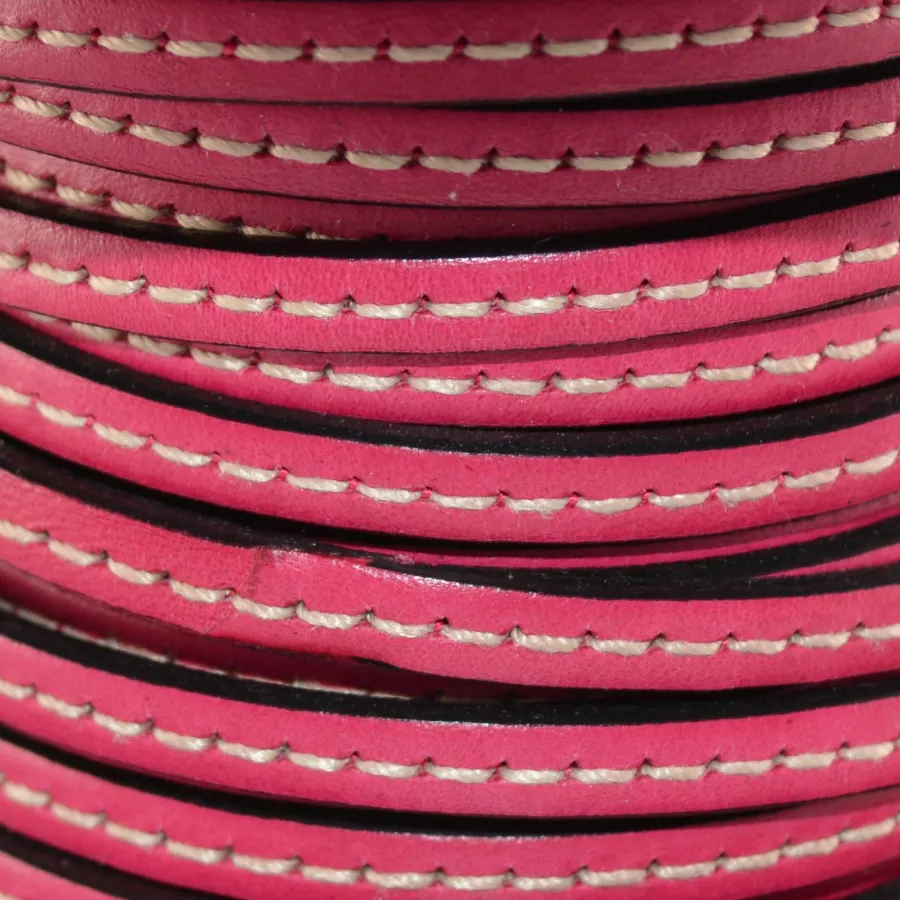 Cuir de veau cousu 5mm - Rose Rose