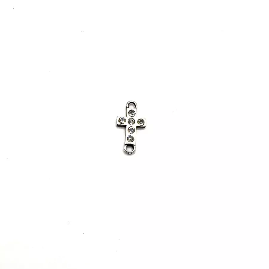 Croix avec strass 2 anneaux 13.7 x 7.3mm