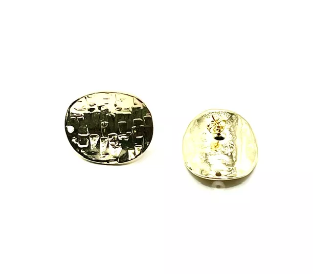 4 grands boucles d'oreilles à clous dorés 32x28mm