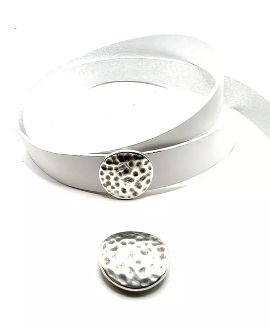 3Passants martelés pour cuir 20mm en argent antique