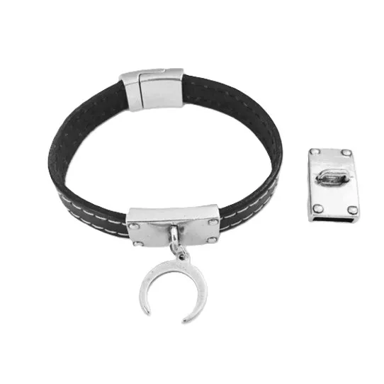 Passant 10 mm en étain plaqué argent avec accroche breloque - Argent