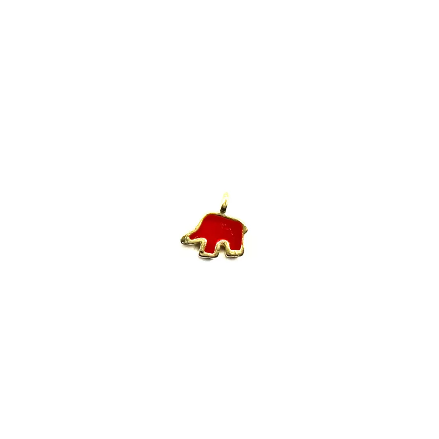 Pendant Petit éléphant en laiton émailé rouge 9x 10mm