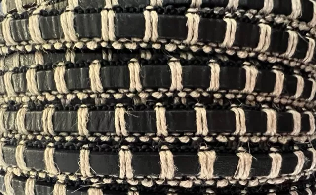 Cuir macramé 6mm avec fil beige - Noir