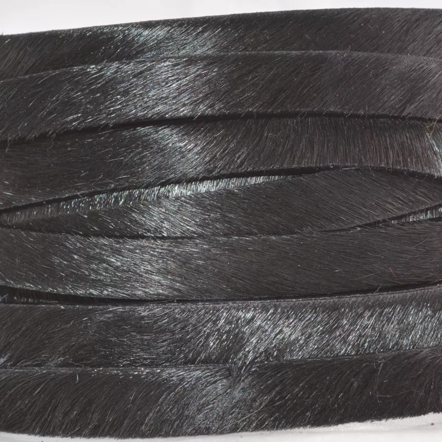 Cuir avec poils unis ou motif 10mm - Noir