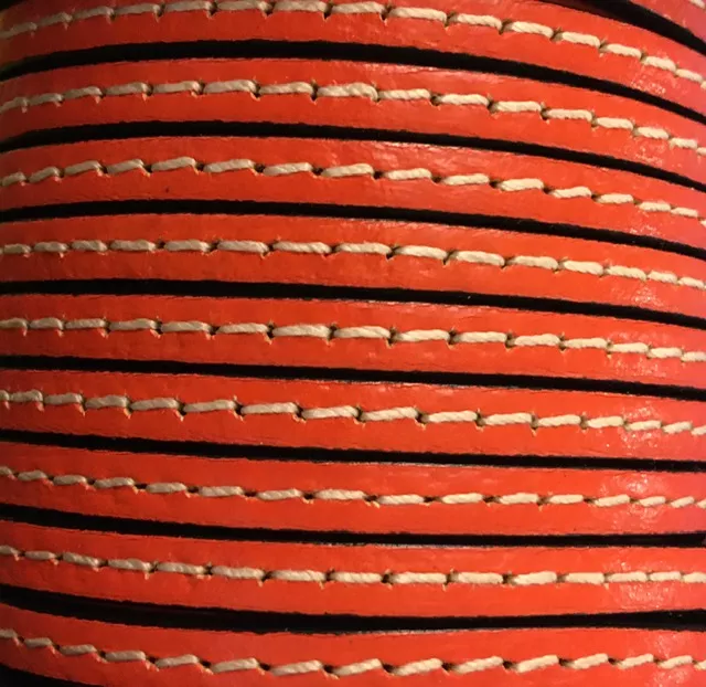 Cuir de veau cousu 5mm - Orange Orange