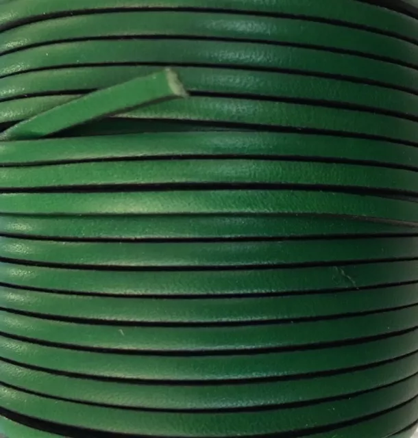 1m Cuir de veau 3mm plat-NOUVELLES COULEURS - Vert