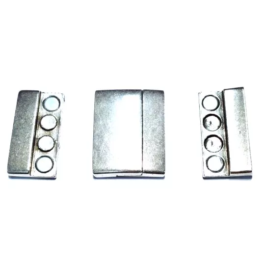 Fermoir aimanté en étain plaqué en 4  coulurs pour cuir 30mm - Argent
