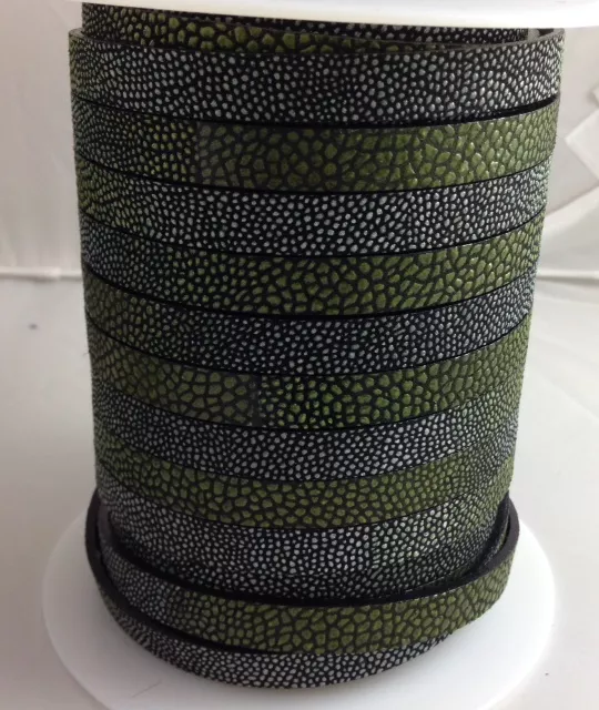 Cuir (Style Galuchat) poisson Raie en 10mm - Vert