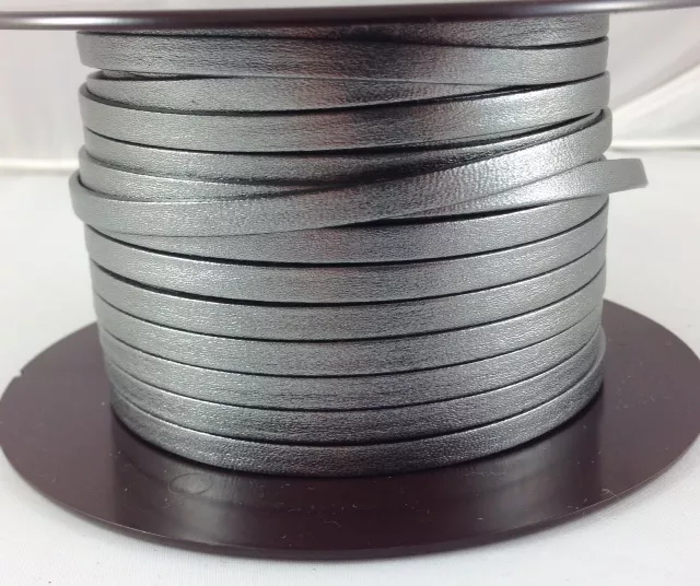 Cuir de chèvre métallisé 5mm - Argent antique