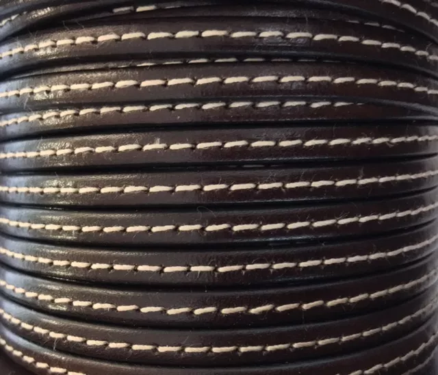 Cuir de veau cousu 5mm - Marron foncé