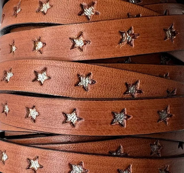 Cuir 10mm étoile incrustée - Marron