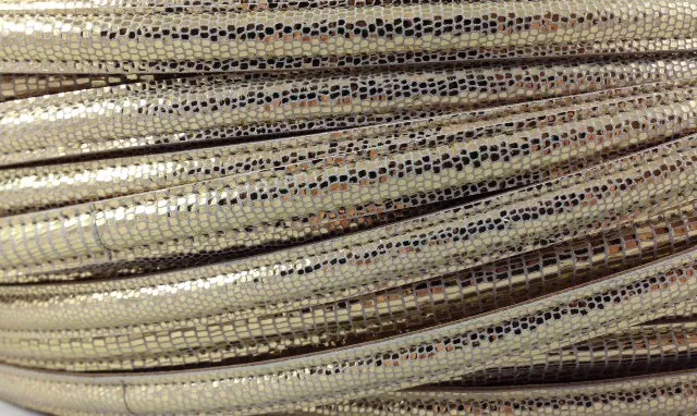 10mm Cuir micro lezard doublé  couture - Or