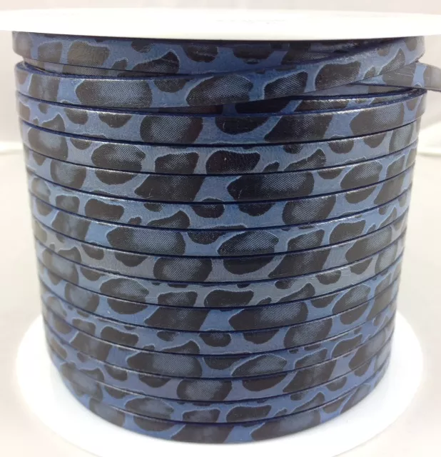 Cuir veau 5mm impression - Bleu