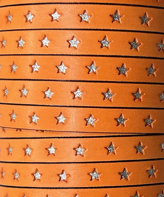 Cuir 10mm étoile incrustée - Orange