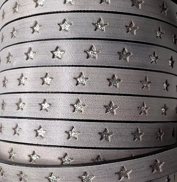 Cuir 10mm étoile incrustée - Taupe