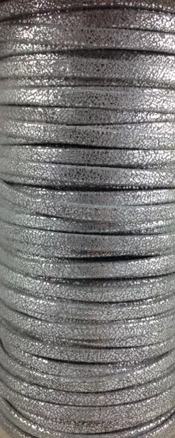 cuir SKIA-New age cousu 5mm - Gris foncé