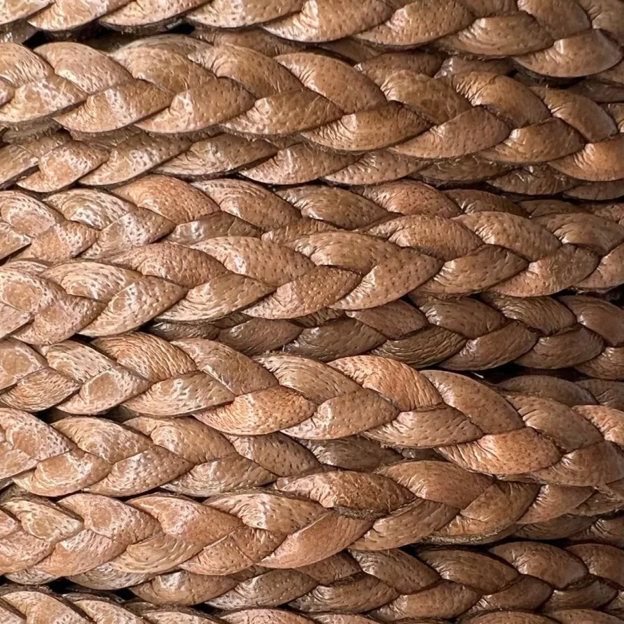 Cuir tressé 6mm-ITALIEN - Marron moyen