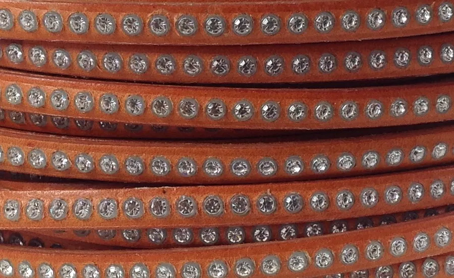 Cuir de veau avec véritable Swarovski 6mm- - Orange