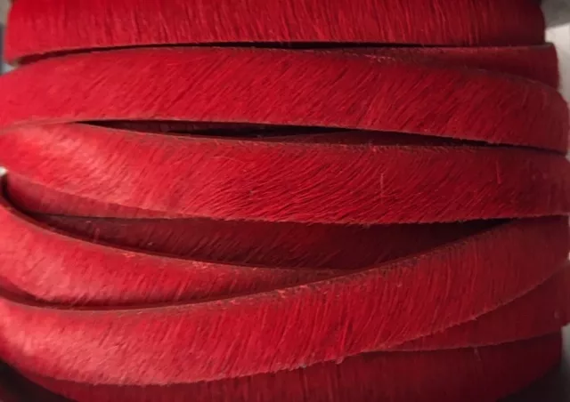 Cuir avec poils unis ou motif 10mm - Rouge