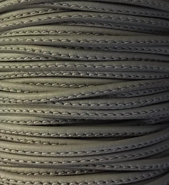L599 Cuir cousu 1.5mm-43 COULEURS - Gris clair