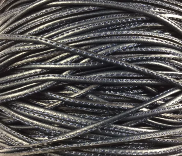 L599 Cuir cousu 1.5mm-43 COULEURS - Bleu marine