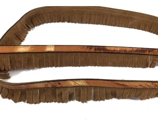 Cuir de veau avec frange  en daim 2.5 cm hauteur - Marron
