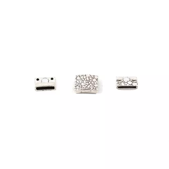 Fermoir aimanté 20mm en étain motif craquelé - Argent