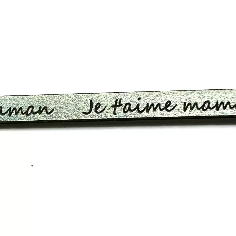 Cuir laser je t'aime maman 5mm Pour FETE DES MERES - Turquoise métallisé